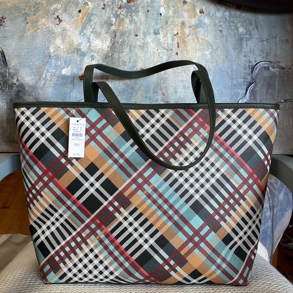 Talbots Handbags - 🆕Talbots Tartan Plaid Tote Bag In Green Multi